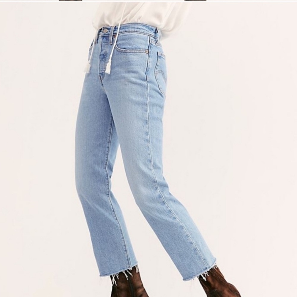 Levi’s Wedgie High Rise Raw Hem Straight Leg Jeans